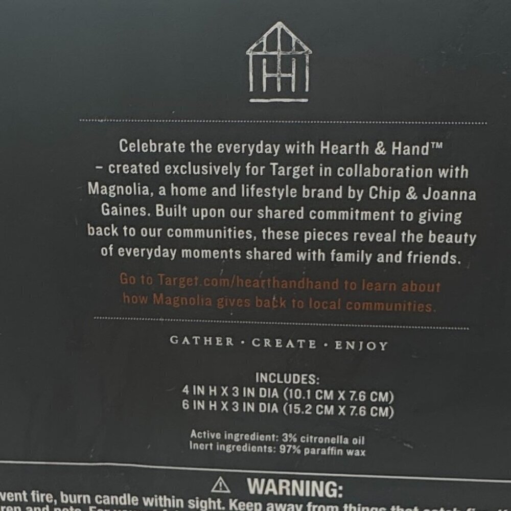 NIB Hearth & Hand Citronella Pillar Candles Set - Picture 2 of 2